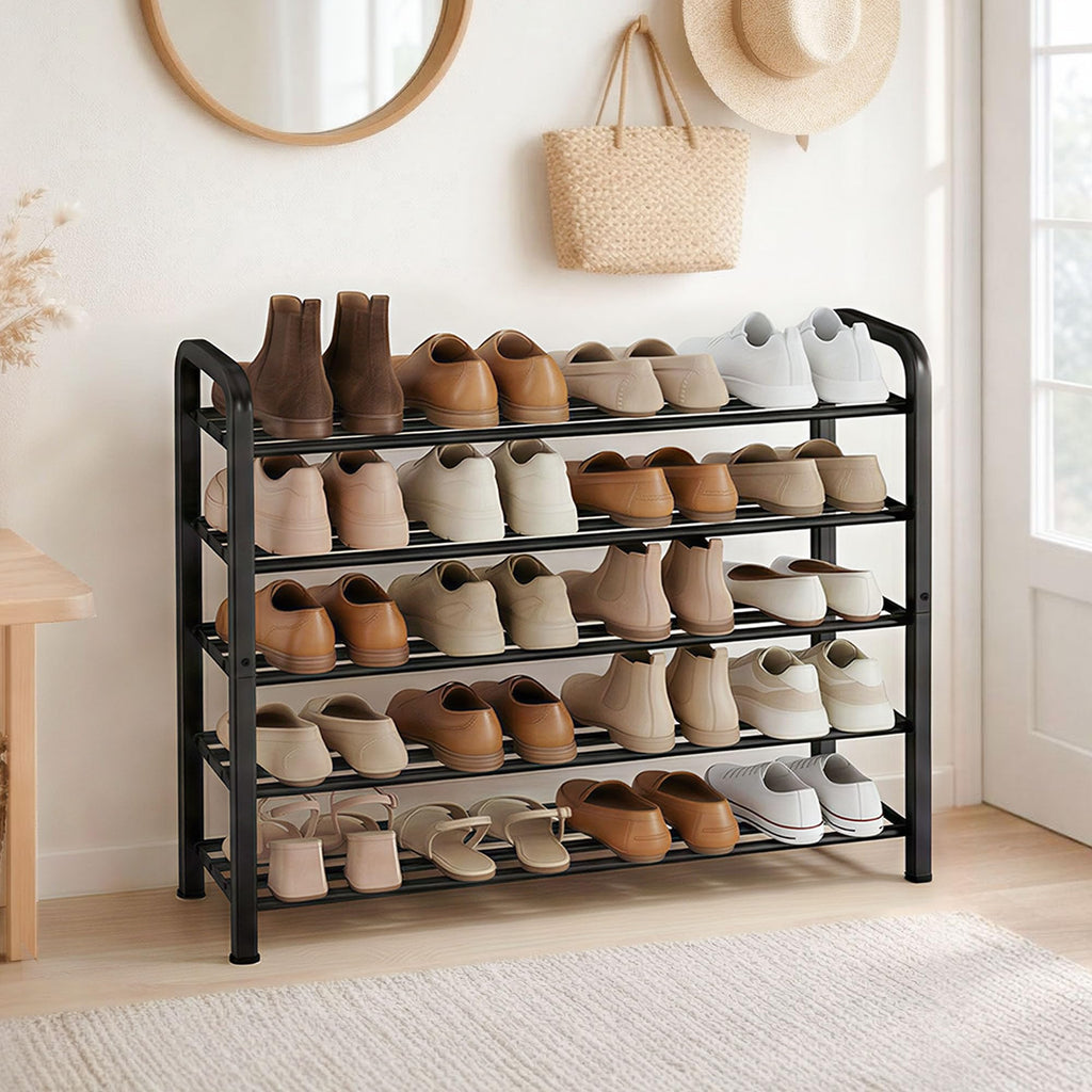 5-Tier Expandable Shoe Rack, 20 Pairs Adjustable Shoe Shelf for Closet, Entryway, Hallway, Garage, Dorm, Heavy-Duty