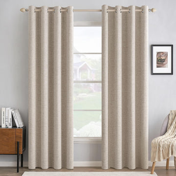 100% Blackout Linen Curtains 52x84 Inches Natural