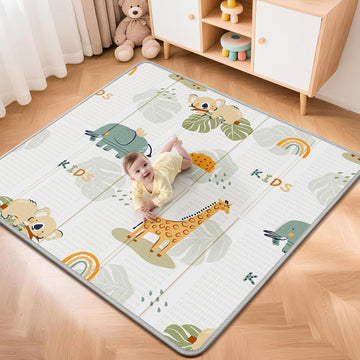 Foldable Baby Play Mat for Floor, Baby Floor Mat for Crawling, Reversible Waterproof & Non-Toxic Baby Foam Playmat