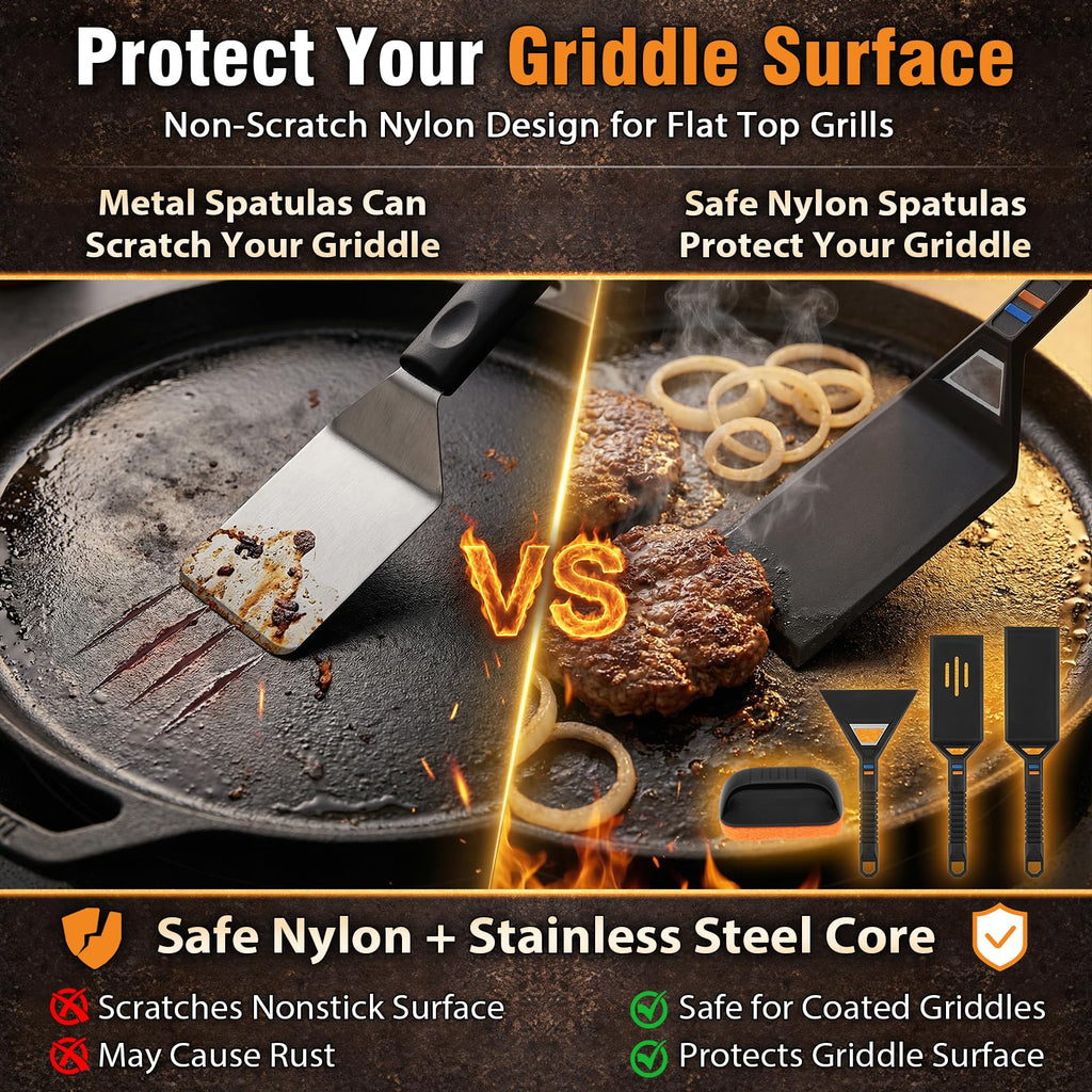 17 x 13 Inch Cast Iron Griddle for Gas Grill with Spatula Set