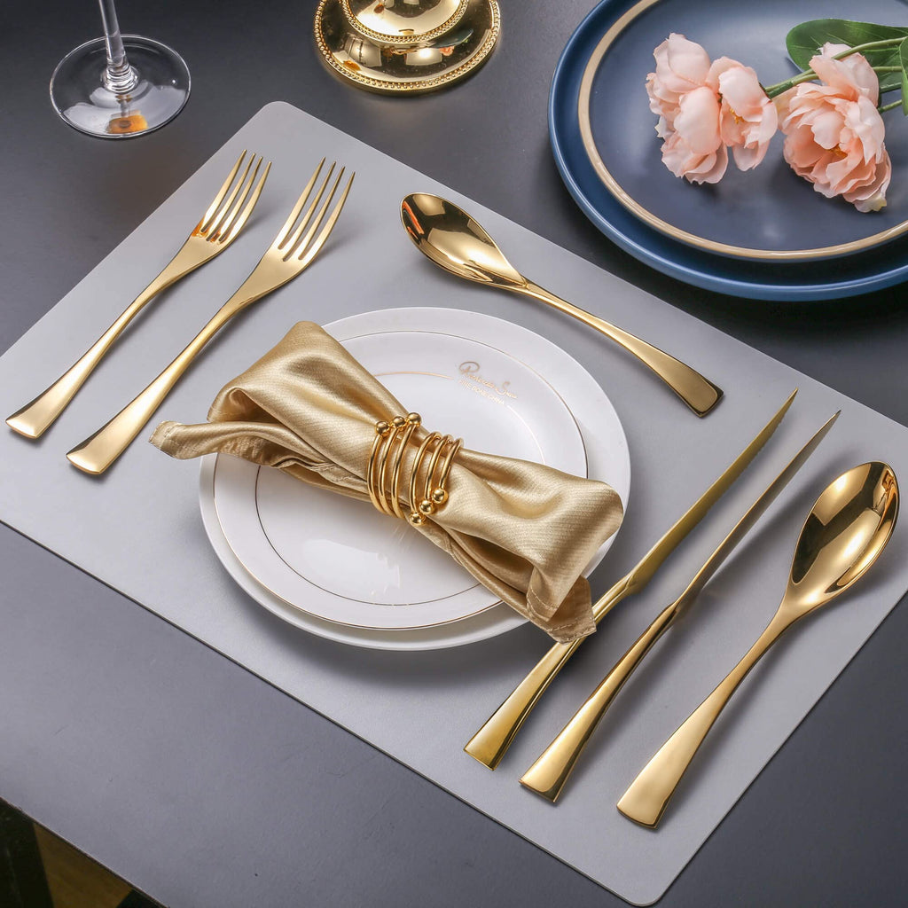 24-Pieces Gold Silverware Set with Steak Knives,Heavy Duty 18/10 Stainless Steel Flatware Set for 4,Modern Cutlery