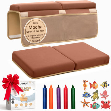 Bath Kneeler and Elbow Rest Pad Set, Mocha Mousse, 2.4 Inch Memory Foam Cushion for Parents, Waterproof Kneeling Pad