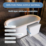 61 in. x 31 in.Classic Oval Acrylic Free Standing Tub, Heavy Duty Deep Soaking Tub, Bathroom Stand Alone Tub