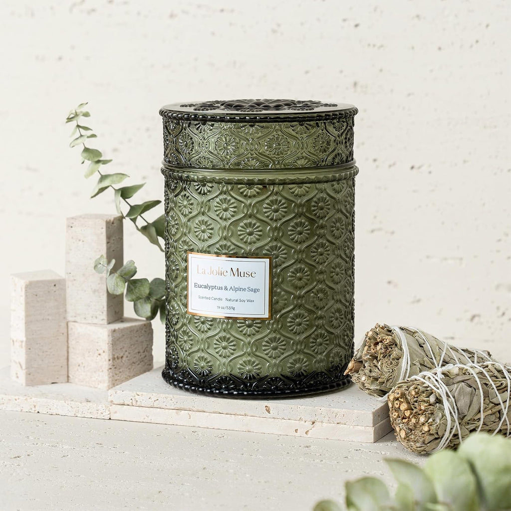 Eucalyptus Sage Fresh Scented Candles, 19 oz Soy Wax - Set of 194
