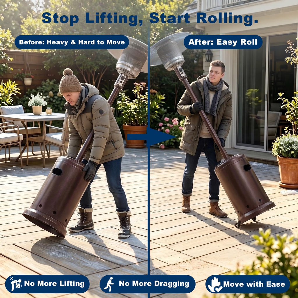 Universal Patio Heater Wheel Kit Propane Heaters, Easy to Move