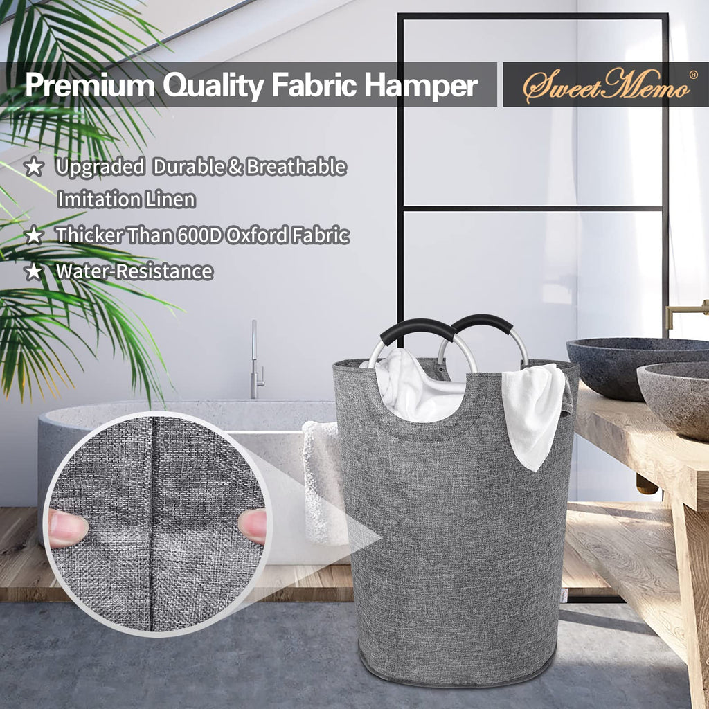 Oversized Laundry Basket, Huge Laundry Hamper Bag with Handles, 160L Grey