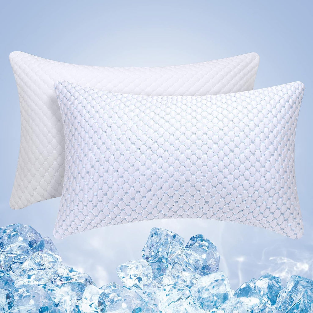 Shredded Memory Foam Pillows King Size 2 Pack | Neck pain relief, supportive, odorless, cooling pillow, adjustable