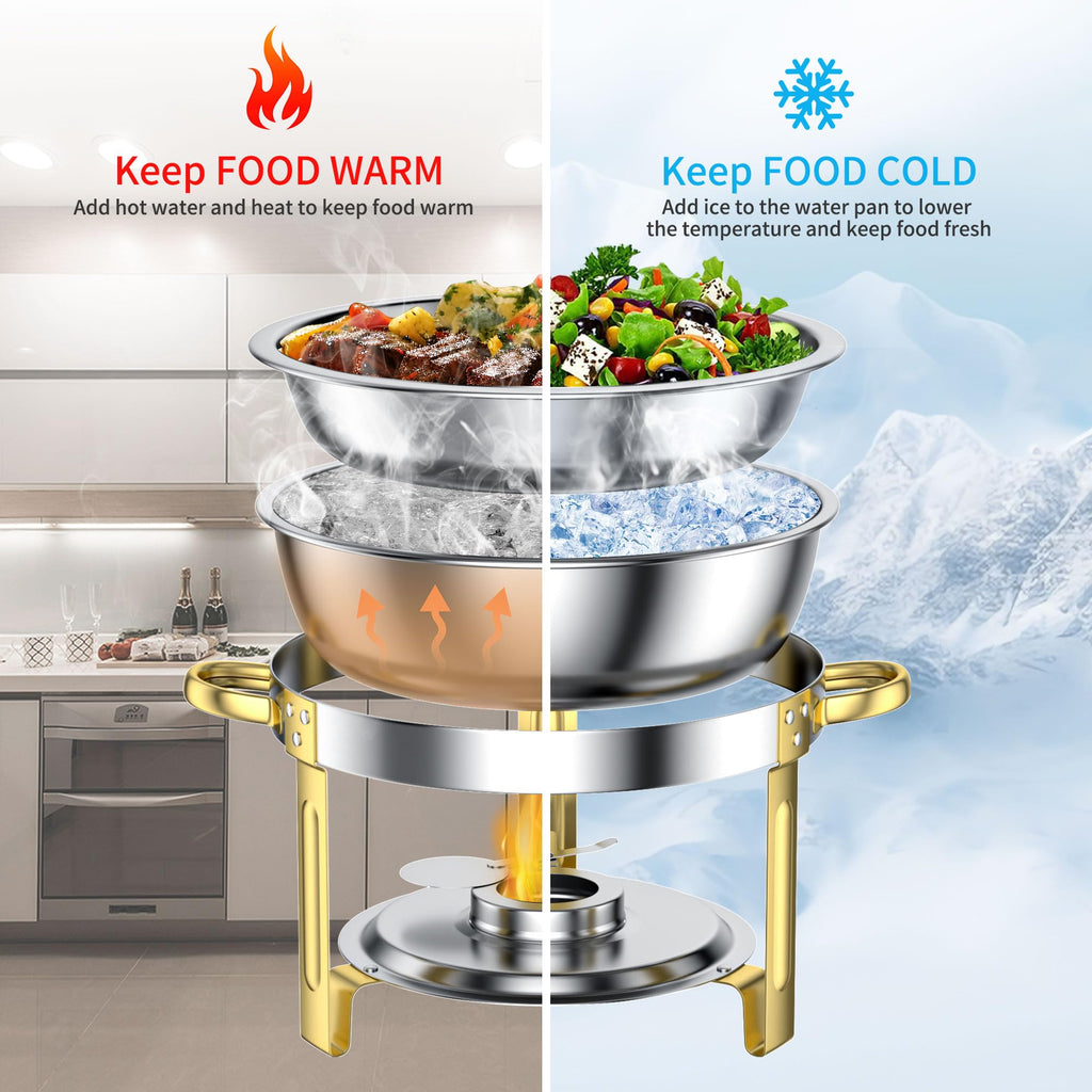 Chafing Dishes for Buffet Set: 100% Pre-Installed Chafers Warmers Sets