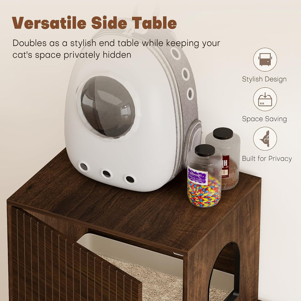 Double Cat Litter Box Enclosure Furniture, Dog Proof Hidden Litter Box