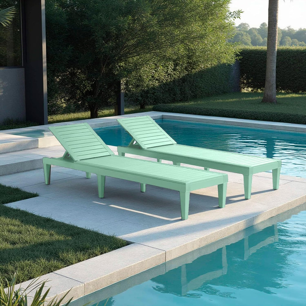 Lounge Chair Outdoor, Tanning Chair, Chaise Lounge Outdoor Set of 2 | 5 Adjustable Positions, Waterproof &