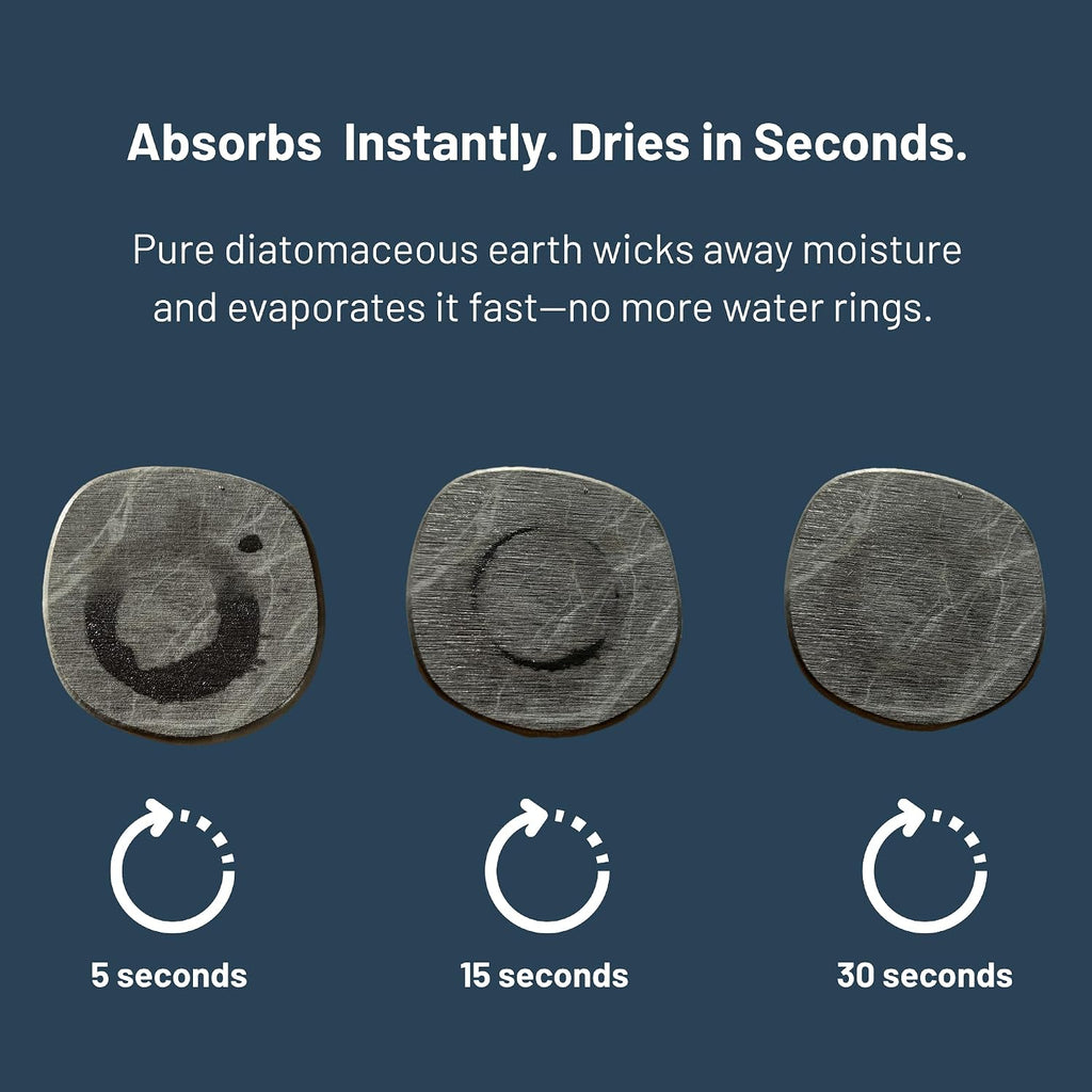 Diatomaceous Earth Coasters | Absorbent Stone Coasters for Drinks | Quick Dry, Water Absorbing | Non-Toxic - Set of 4