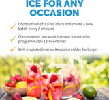 50 lb. Countertop Ice Maker | Portable Bullet Ice Machine | 12 Cubes in 7 Minutes, 3 Ice Sizes | Stainless Steel