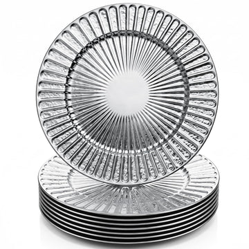 8 Pcs 13 Inch Silver Charger Plates with Shell Edge