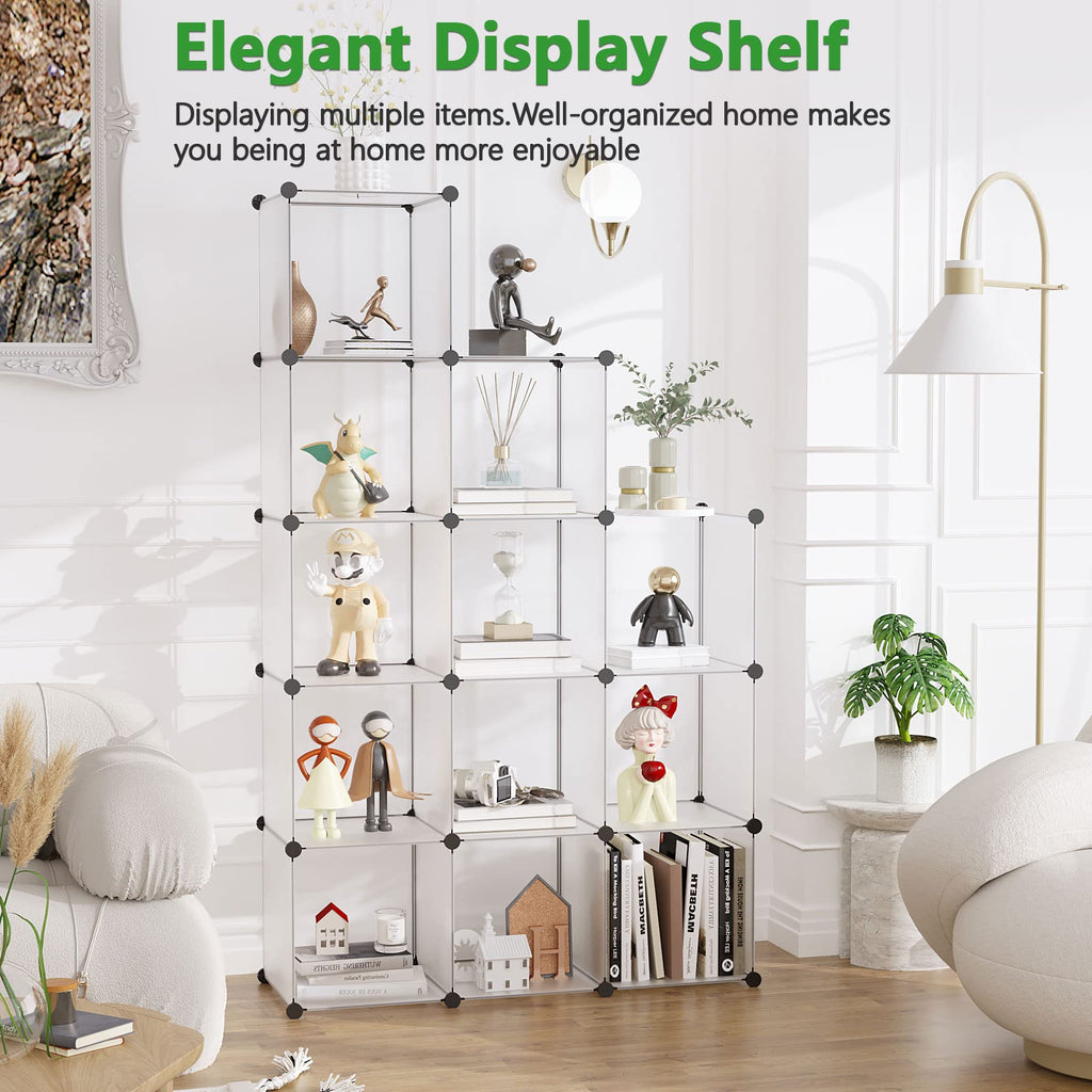 Cube Storage Organizer, 12-Cube Shelf Units, Closet Cabinet White