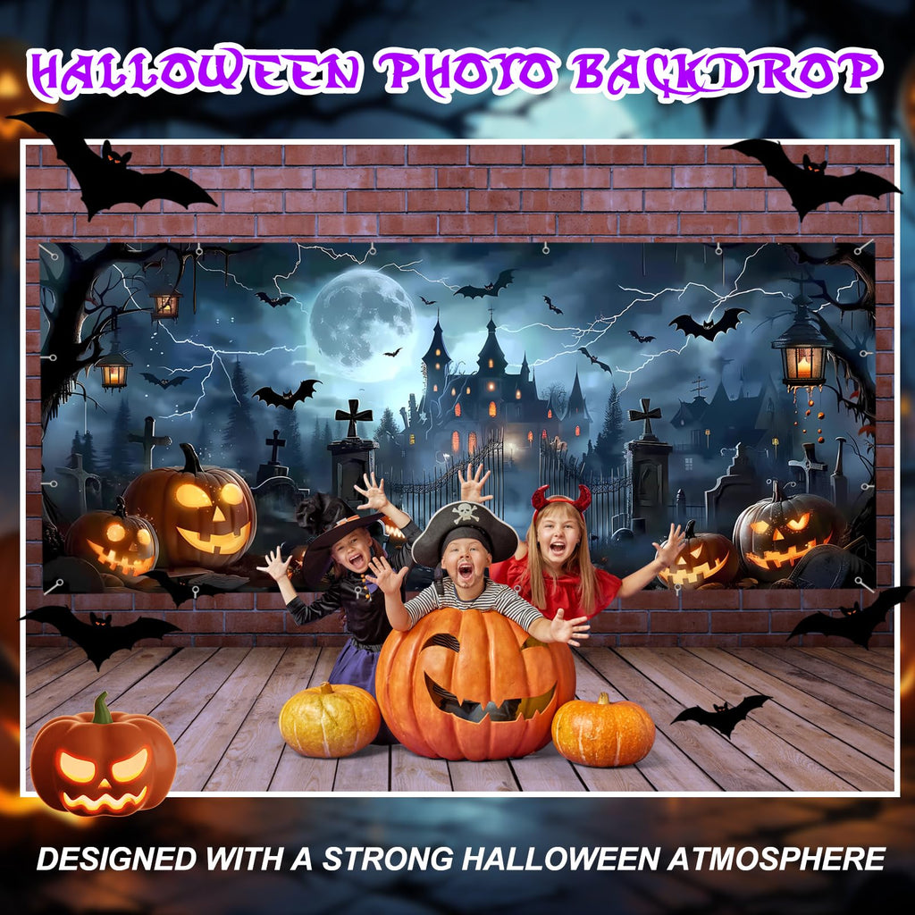 7x16ft Halloween Garage Door Cover Banner Large Hanging Backdrop Door Cover Gloomy Garage Wall Decoration Backdrop