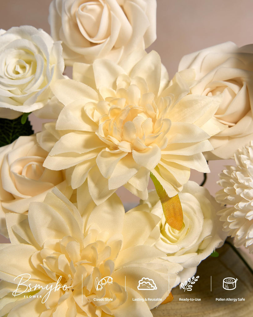 Artificial Flowers Combo Box Champagne Fake Rose Flower for Wedding Decor