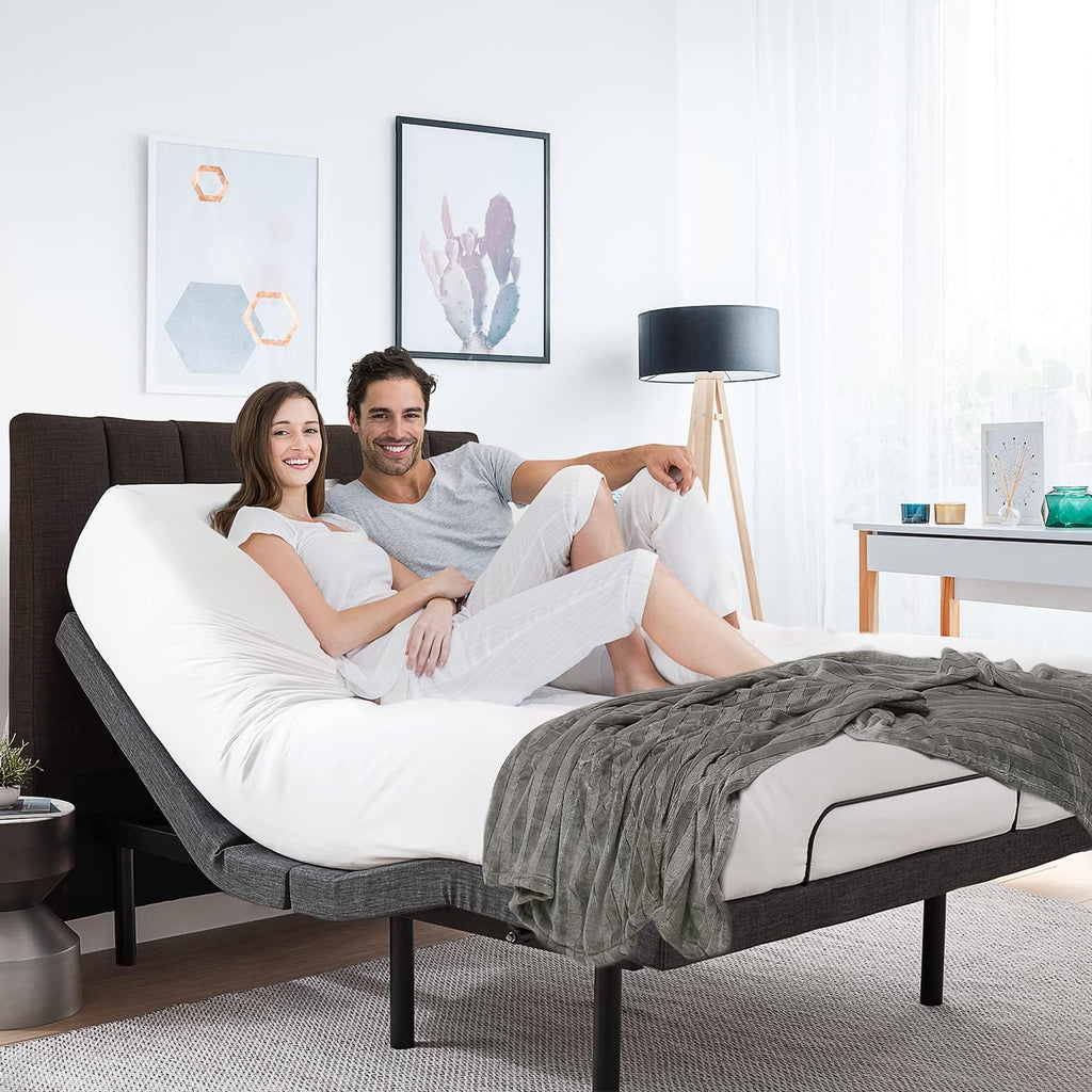 King Adjustable Bed Frame with Massage and Wireless Remote, Electric Base with Head and Foot Incline, Zero Gravity