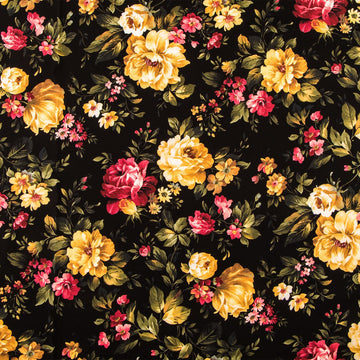 Cottage Rose Floral Cotton Calico Fabric, 2 Yards