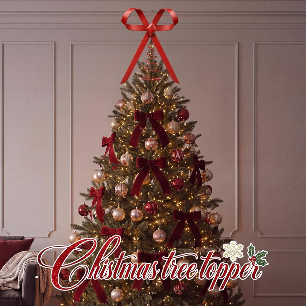 9.84 Inch Red Bow Christmas Tree Topper