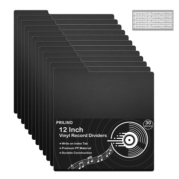 Vinyl Record Dividers, 12 Inch Album Storage Separators, Black(30 Pack)