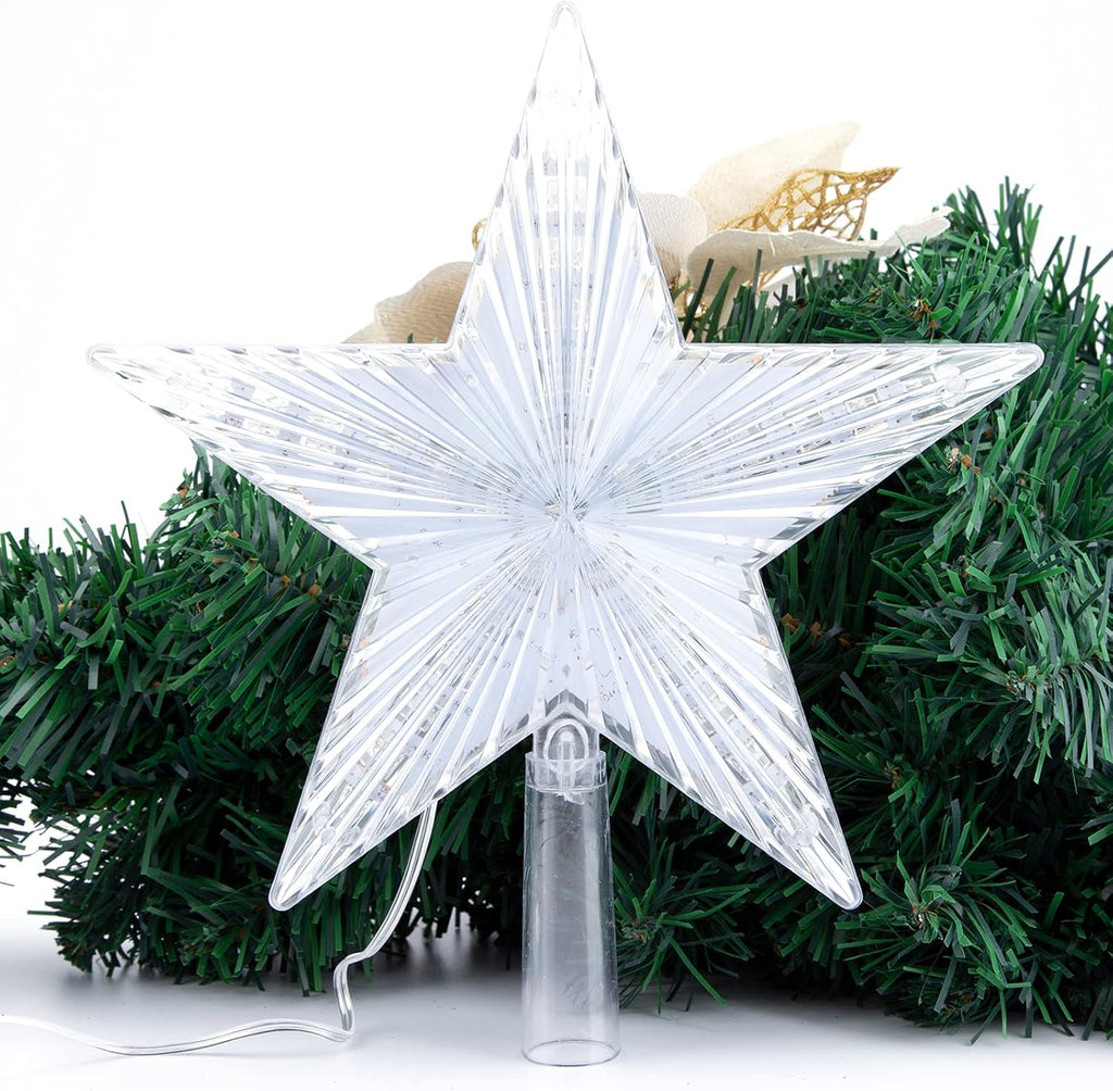 Christmas Tree Topper Star Warm White Light Christmas Tree Decor for Christmas Holiday Home Fit for General Size Xmas