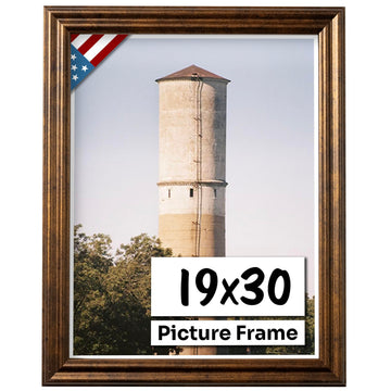 Vintage Rustic Bronze 19x30 Picture Frame .75" Inch Wide - Farmhouse Decor for Wall Handmade Solid Wood Frames with