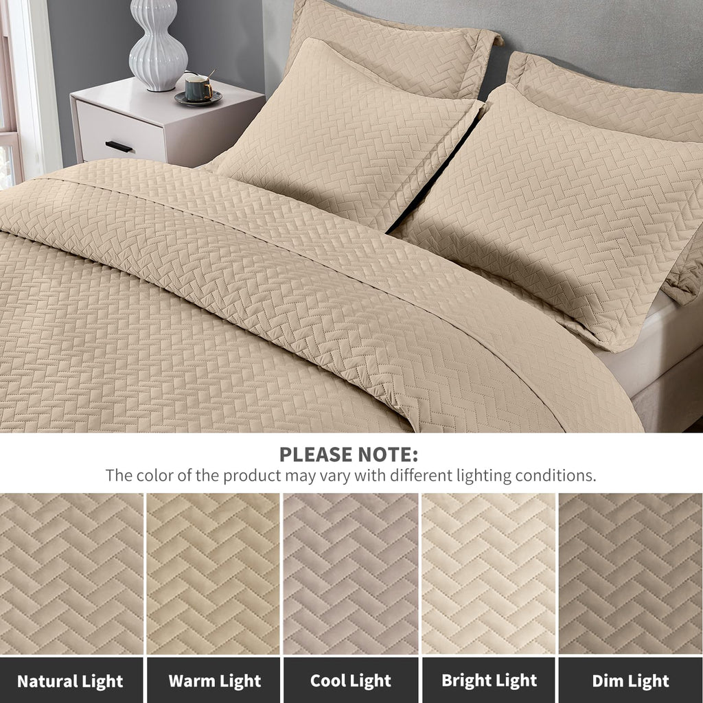 Oversized King Quilt 128"x120", Huge Bedspread Beige