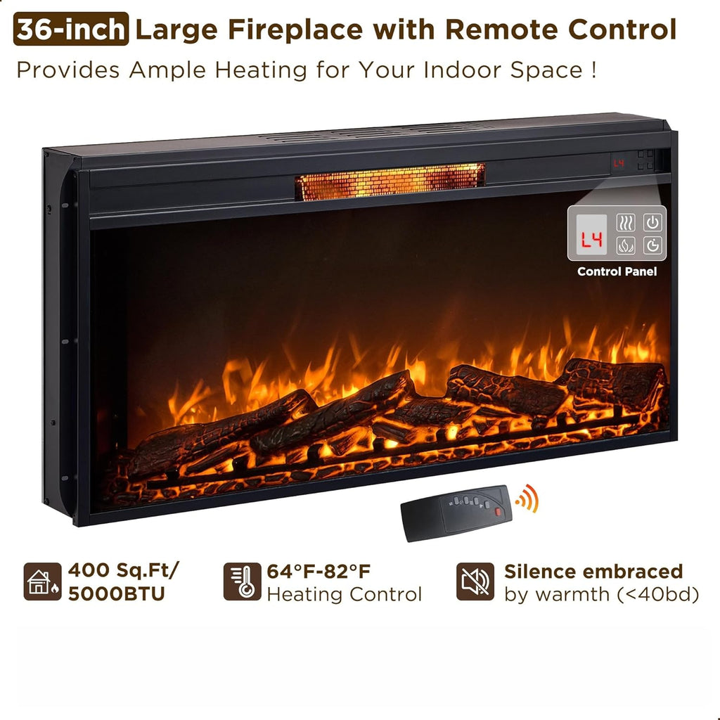 52 Inch Farmhouse Electric Fireplace with Mantel, Tall Fireplace TV Stand with Open Cubby, 36 Inch Freestanding Electric Fireplace Heater, Adjustable 3D Flame, Rustic Oak