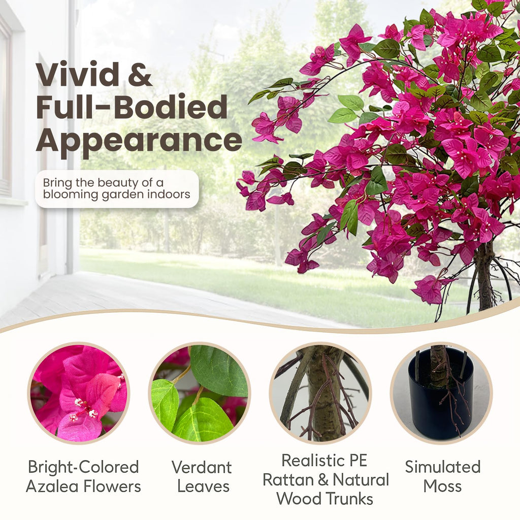 3FT Artificial Bougainvillea Tree - Realistic Faux Bougainvillea Tree with Pink Silk Flowers, Lifelike Artificial