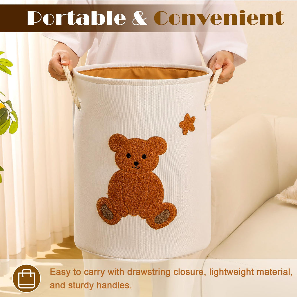 Kids Laundry Basket Nursery Hamper Baby Laundry Basket Stuffed Animal Toys Storage Baskets for Toddler Room Decor