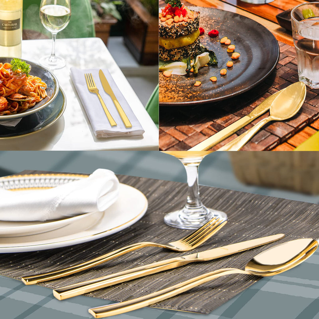 Gold Silverware Set for 8, 40 Pieces Flatware Set Stainless Steel