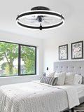 Ceiling Fans with Lights and Remote, 19.7'' Low Profile Ceiling Fan, 3000-6000K Dimmable Modern Flush Mount LED Fan Light, 6 Wind Speeds, Black Fandelier Ceiling Fans for Bedroom A101-B0DBHGKLLQ