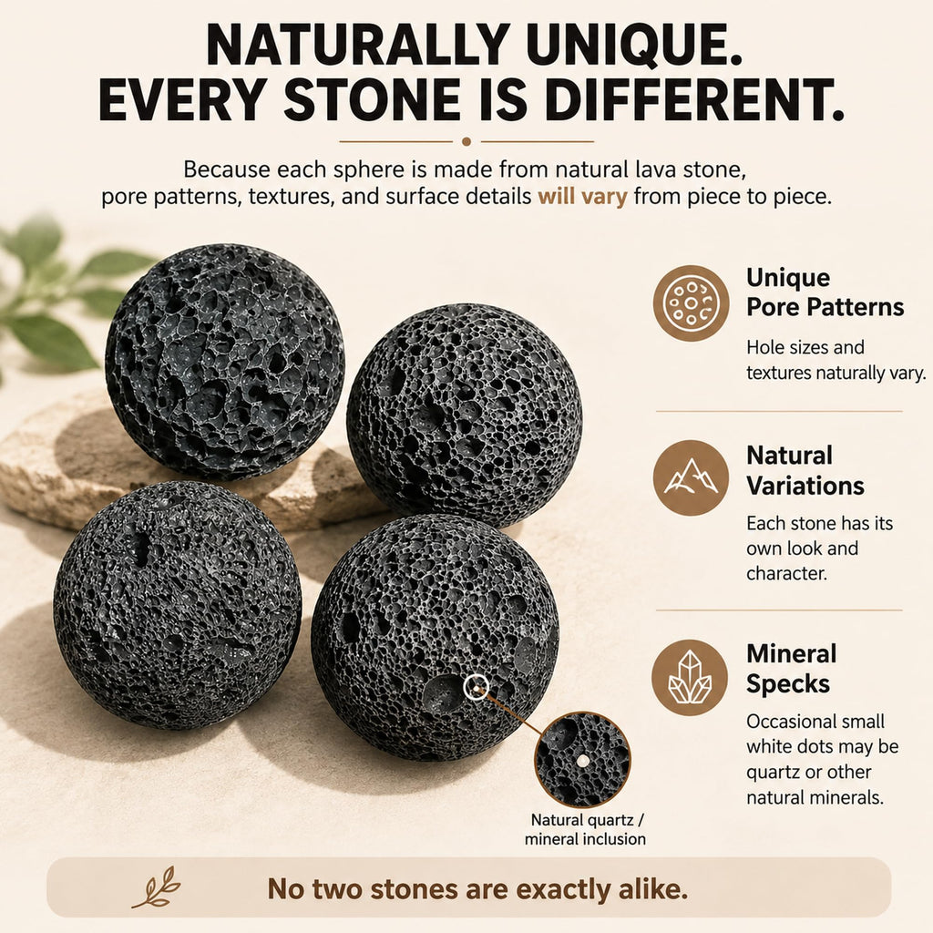 Passive Diffuser for Essential Oils, Lava Stone Ball on Wood Base