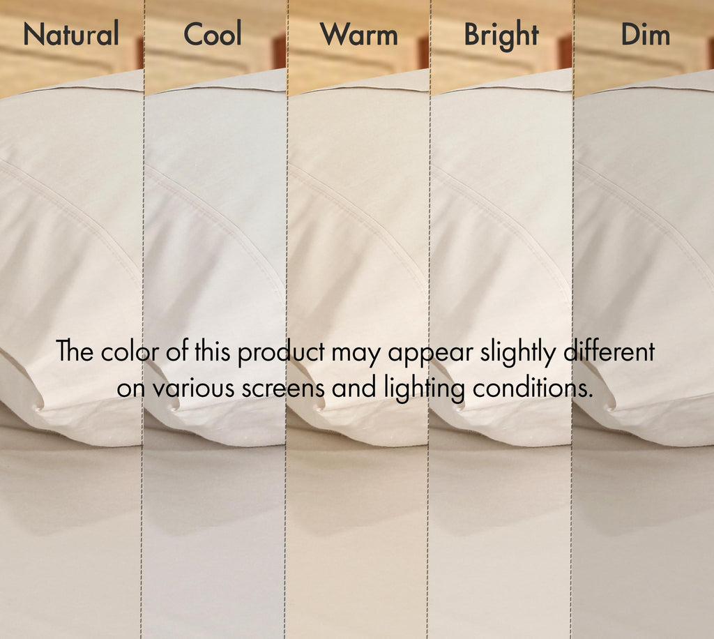 100% Cotton Percale King Sheets, King Size Sheets Set, Soft Ivory