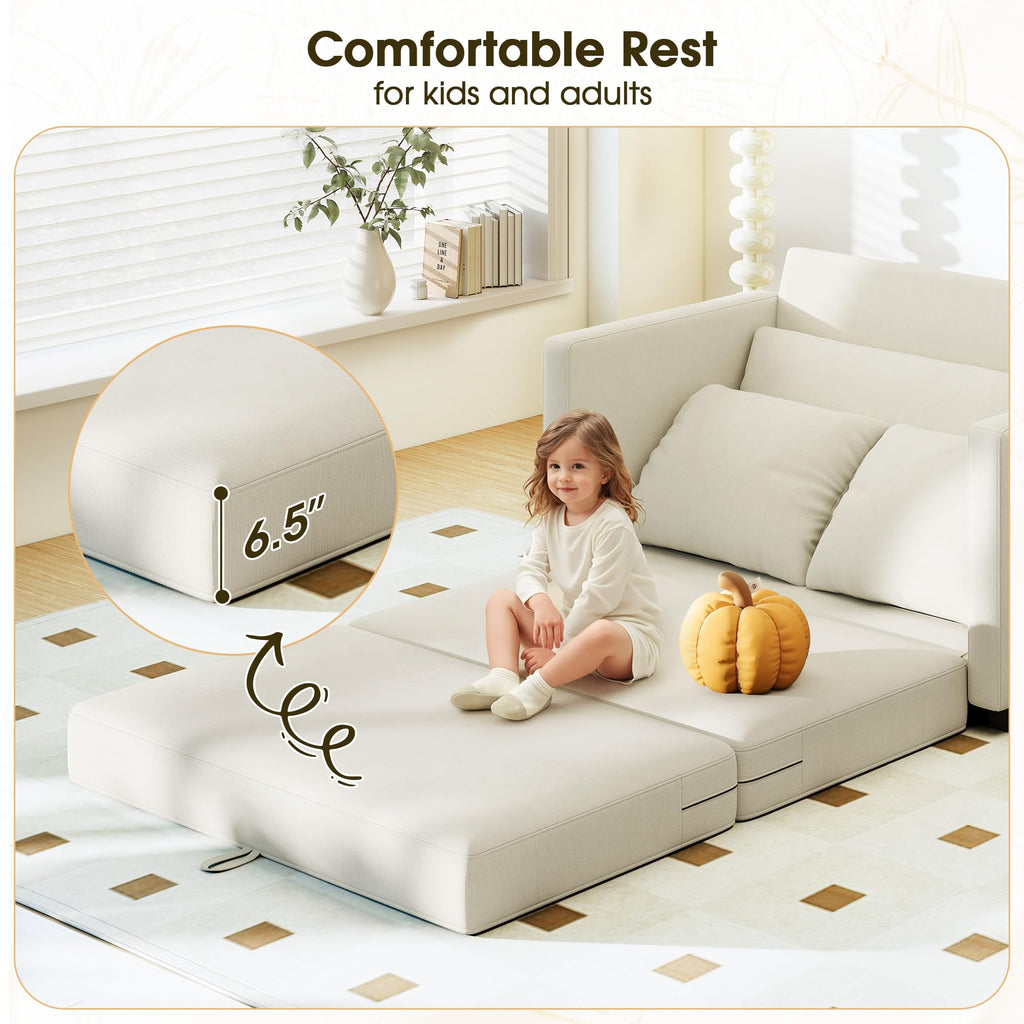 51" Convertible Sofa Bed, 2 in1 Folding Sofa Bed, Loveseat Sleeper Sofa for Small Spaces, Fold Out Floor Couch with 2