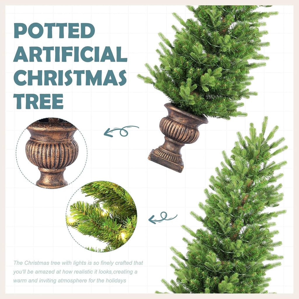 4FT Battery Operated Pre Lit Potted Christmas Tree with Lights