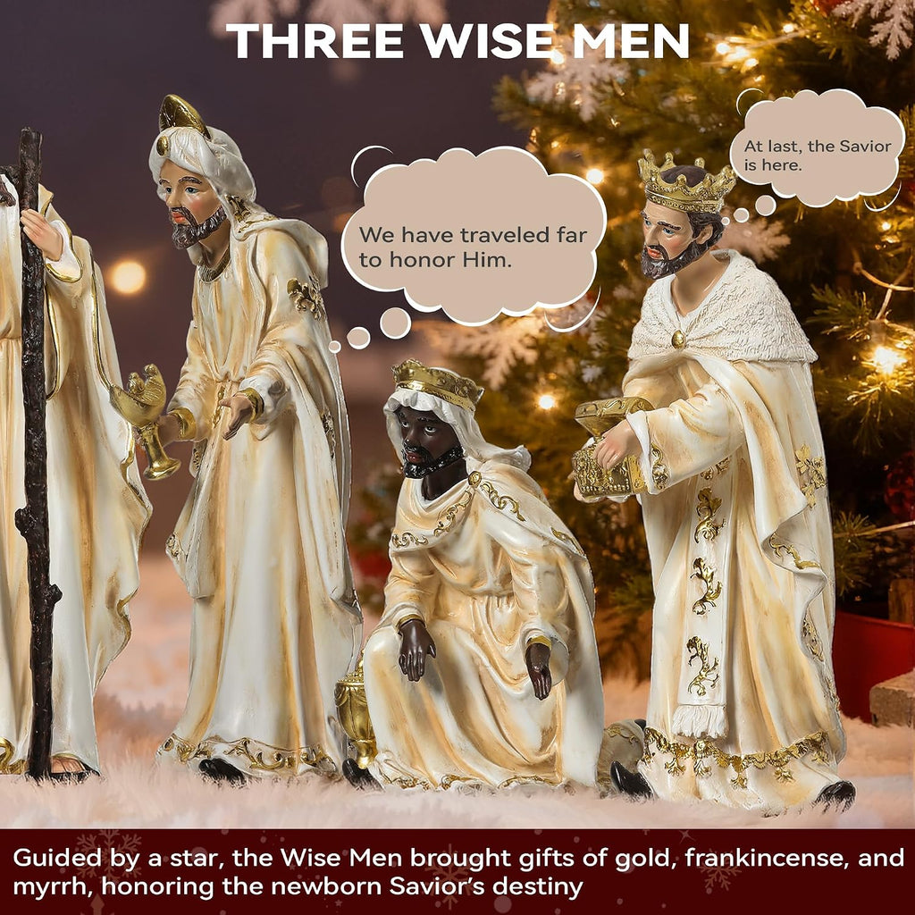 12.5in Nativity Set & Figures, 12-Piece Nativity Scene Figurines