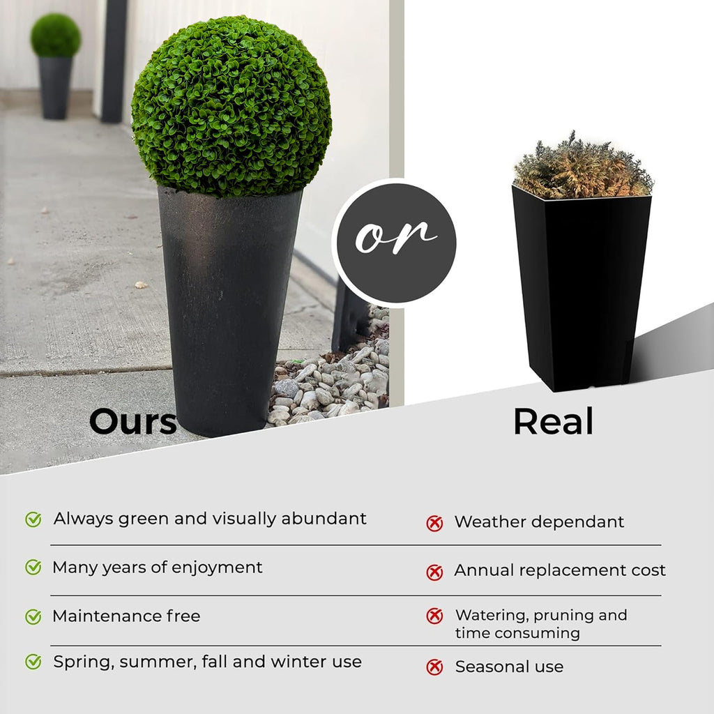 23" XL Faux Topiary Balls, Succulent Topiary Balls, 2 Pack