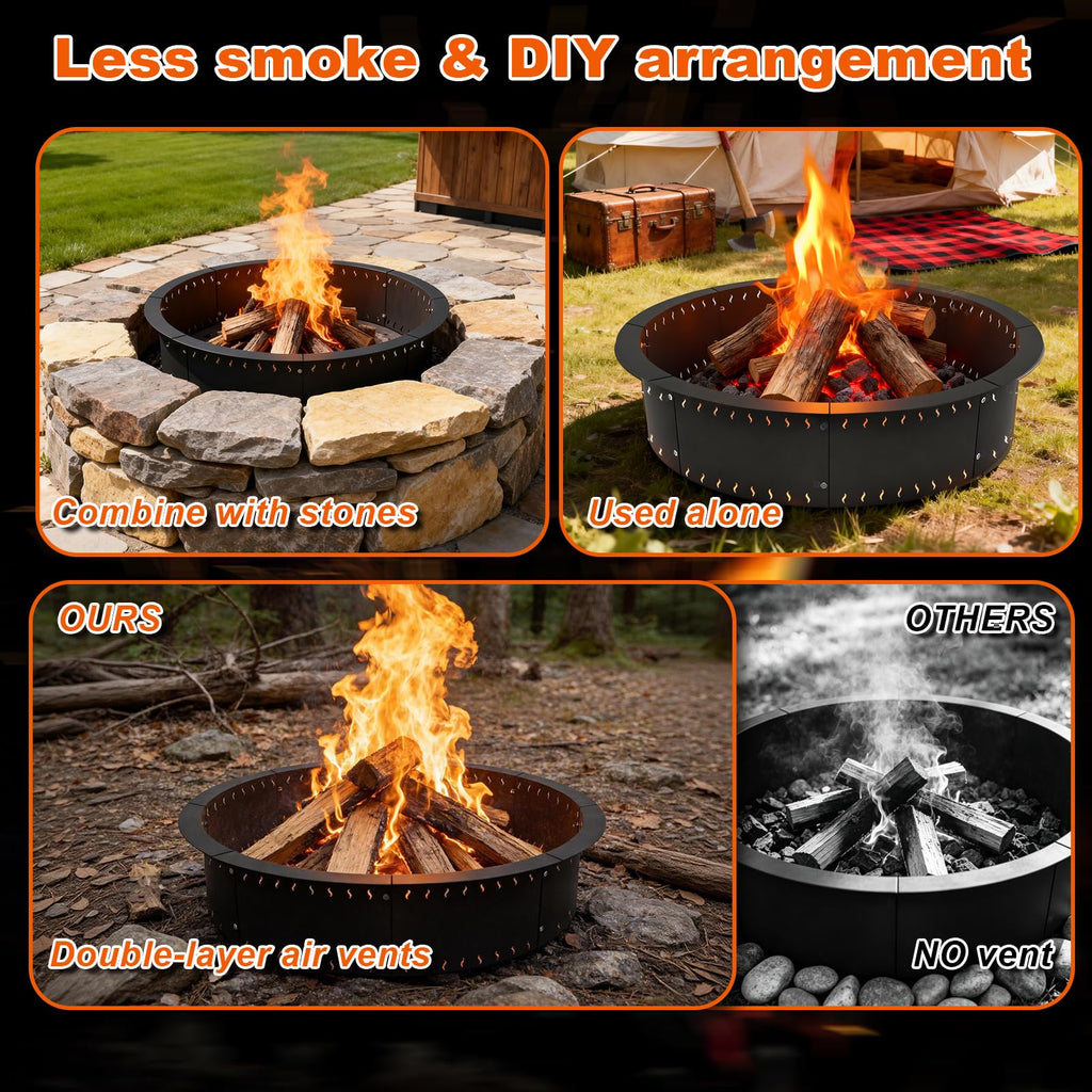Smokeless Fire Pit Ring Insert, 36 Inch Firepit Ring