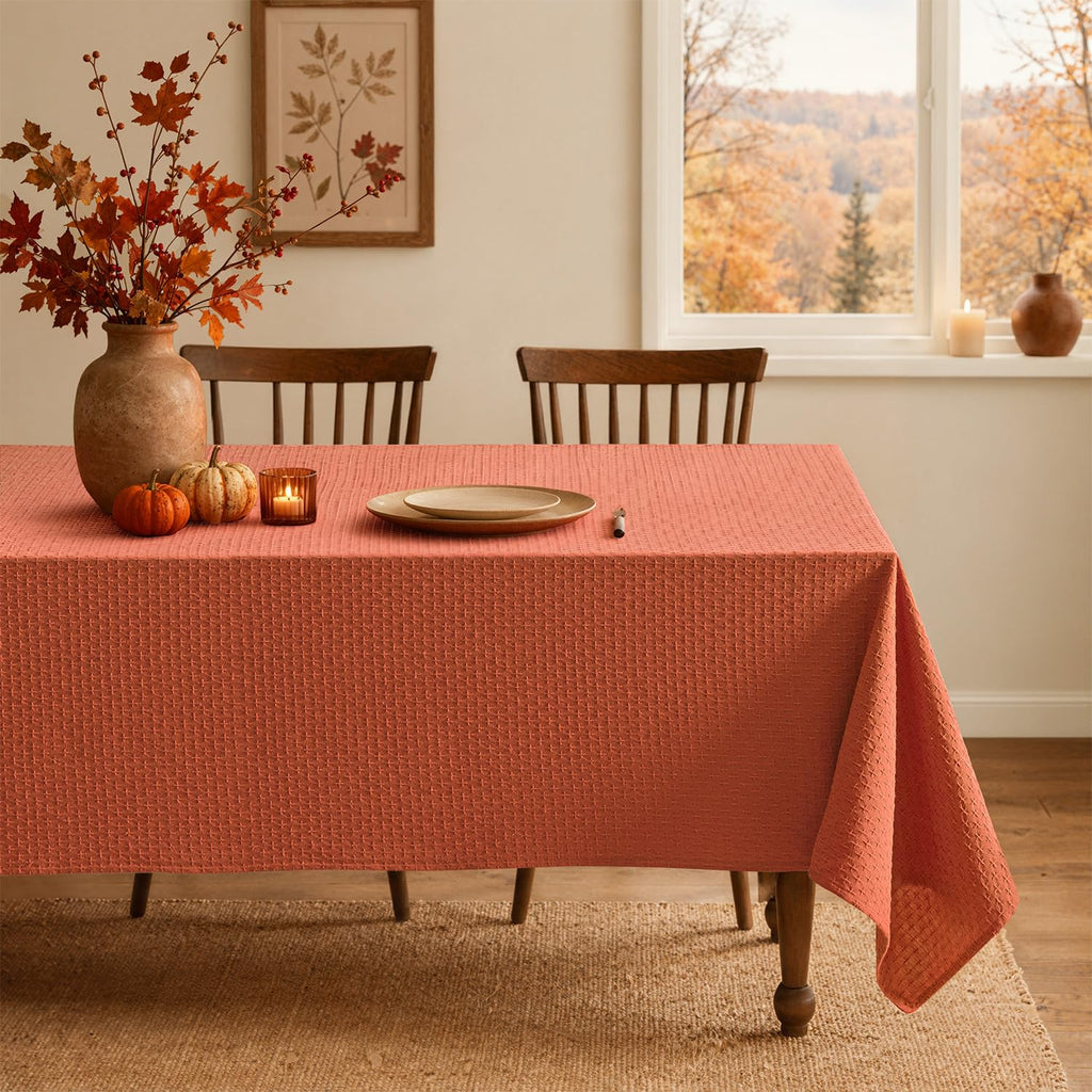 Burnt Orange Linen Rectangle Tablecloth 60x84 Inch