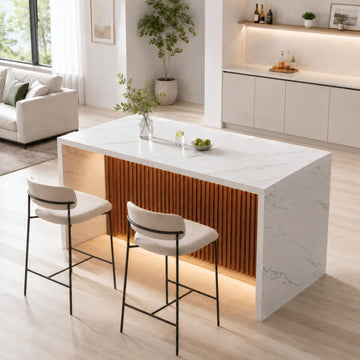 59 Inch Large Imitation Marble Dining Table for 4-6 People, Mordern Marble Stripes Kitchen Dining Table with Grille