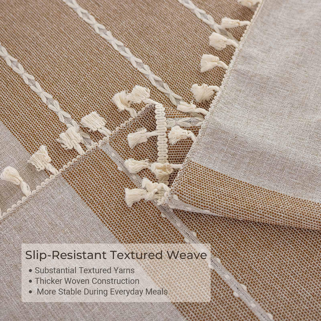 Waterproof Outdoor Rectangular Tablecloth, Khaki Stripe, 55 x 86 Inch