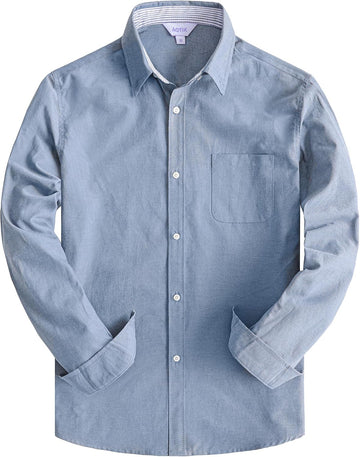 Boys Oxford Dress Shirts Formal Long Sleeve Button Down Shirts