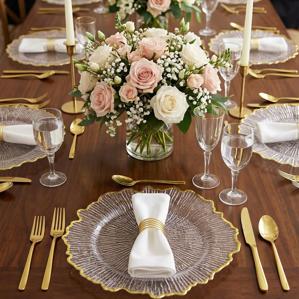 50Pack Clear Charger Plates, 13 inch Reef Chargers for Dinner Plates