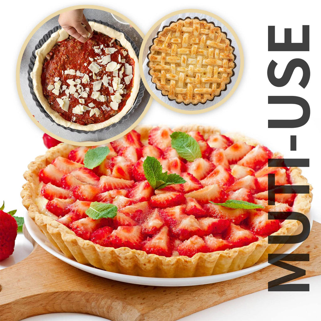 9" & 11" Deep Dish Tart Pan, 2 Pack Nonstick 2" Tall Tart Pan, Quiche Pan, Carbon Steel Deep-dish Pie Pan with