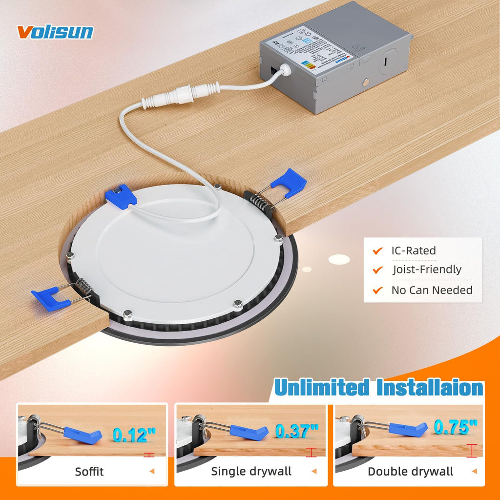 12 Pack 6 inch Recessed Lighting, 5CCT, 3W Eqv 120W
