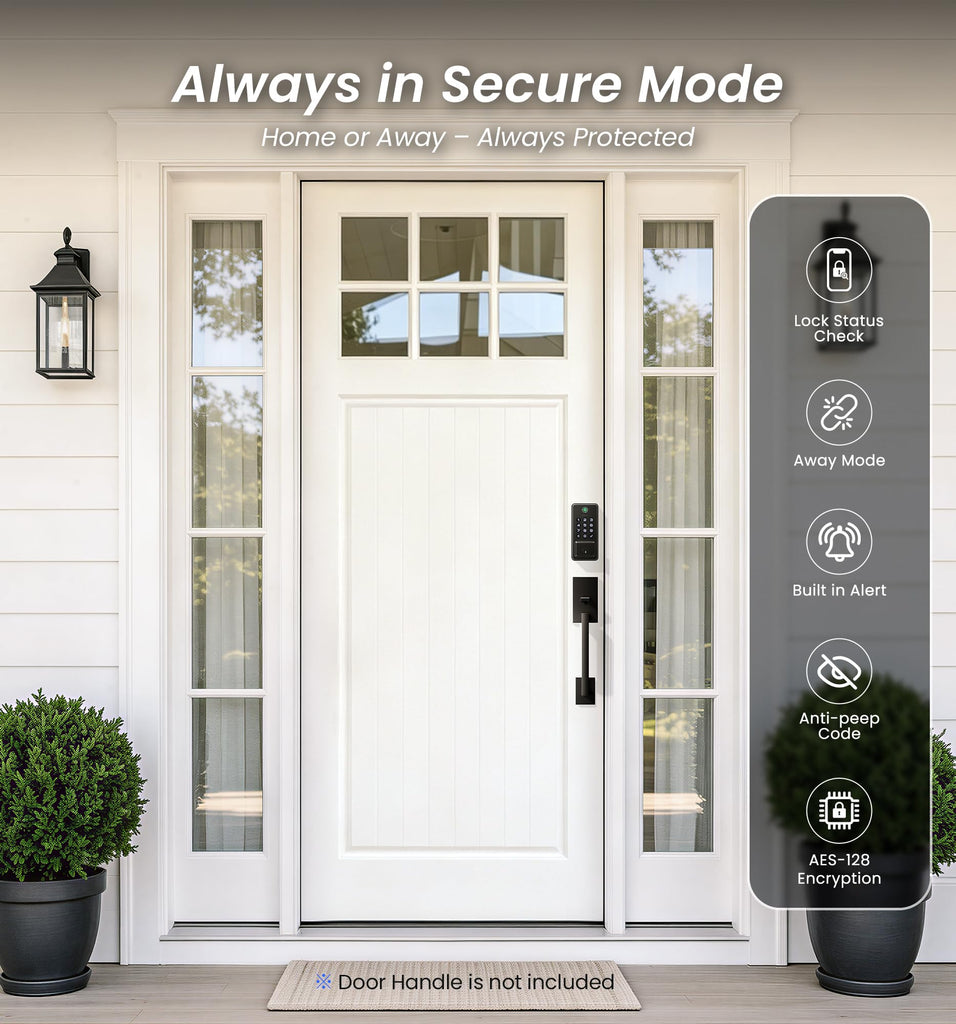 WiFi Smart Fingerprint Deadbolt Front Door Lock, Matte Black