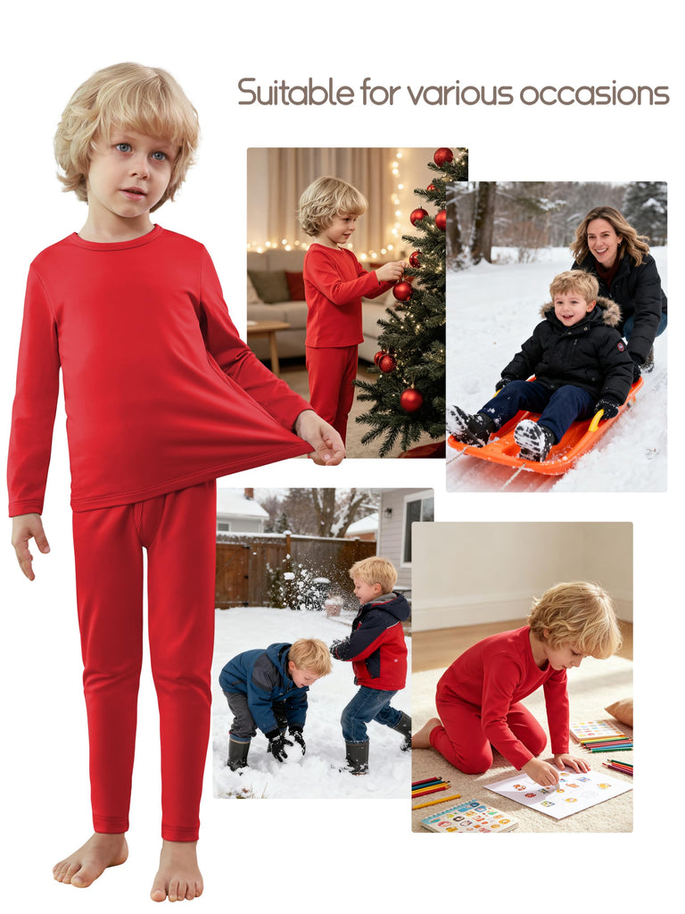 Toddler Thermal Set Boys Thermal Underwear for Kids with Fly Opening