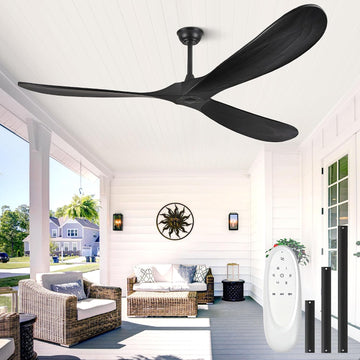 Inspired Maverick Style 72 Inch Wood Ceiling Fan no Light, Large Ceiling Fans without Lights and Remote Control