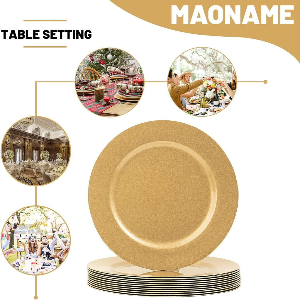 Gold Charger Plates, 13" Plate Chargers for Dinner Plates - Set of 12
